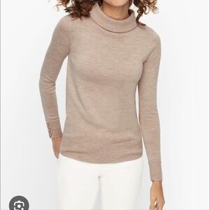 Talbots Sabrina Merino Wool Button Cuff Sweater sz M Chestnut Gold Timeless Chic